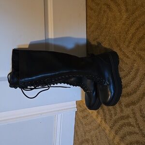 Knee high lace up boots, size 5